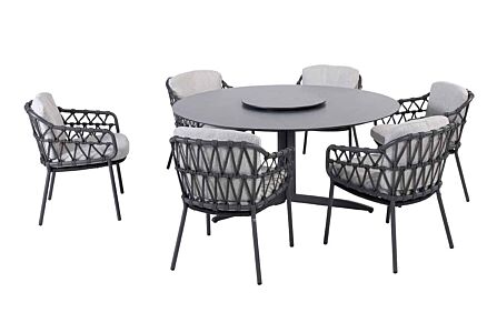 4 Seasons Outdoor Calpi 6 Seat Dining Set with HPL Top Table and Lazy Susan 4 Seasons Outdoor Calpi 6 Seat Dining Set with HPL Top Table and Lazy Susan