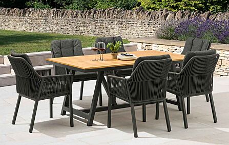 Bramblecrest San Marino Six Seat Rectangular Teak Outdoor Dining Set - Slate Bramblecrest San Marino Six Seat Rectangular Teak Outdoor Dining Set - Slate