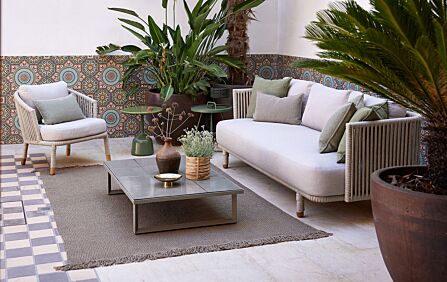 Cane-Line Moments Three Seat Garden Sofa Set with Lounge Armchair - Sand Cane-Line Moments Three Seat Garden Sofa Set with Lounge Armchair - Sand