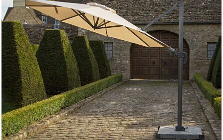Bramblecrest Chichester 3M Round Crank Handle Parasol with Granite Base and FREE Cover - Sand Bramblecrest Chichester 3M Round Crank Handle Parasol with Granite Base and FREE Cover - Sand
