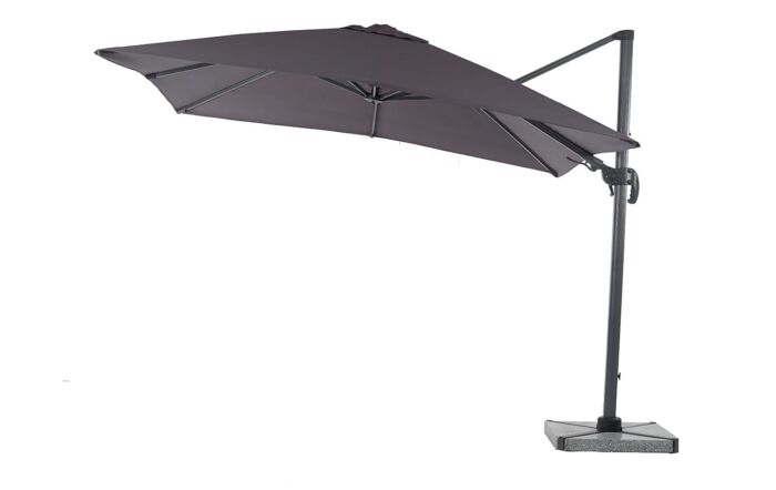 Bramblecrest Chichester 3M Square Crank Handle Parasol with Granite Base and FREE Cover - Grey Bramblecrest Chichester 3M Square Crank Handle Parasol with Granite Base and FREE Cover - Grey