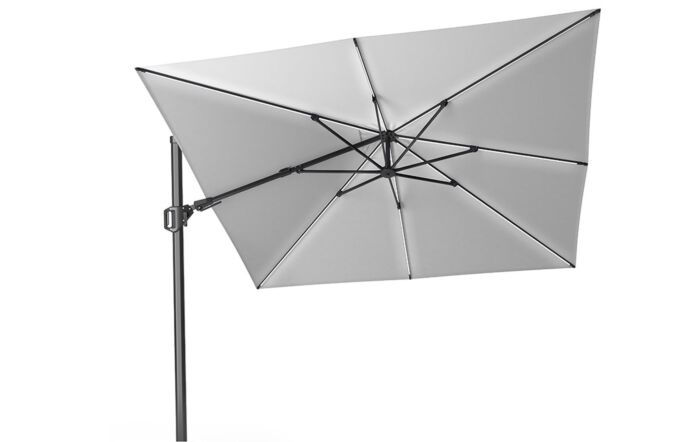 Pacific Lifestyle LED Glow Lighting Side Arm Parasol with Polished Granite Base-Luna Light Grey Pacific Lifestyle LED Glow Lighting Side Arm Parasol with Polished Granite Base-Luna Light Grey