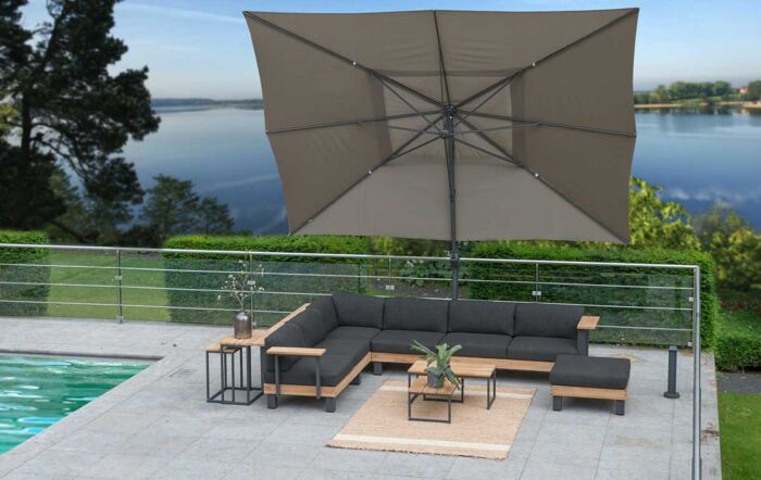 Four Seasons Outdoor Hacienda 300 x 400 cm Parasol with 125kg Siesta Granite Grey Base with Wheels - Taupe main product photo